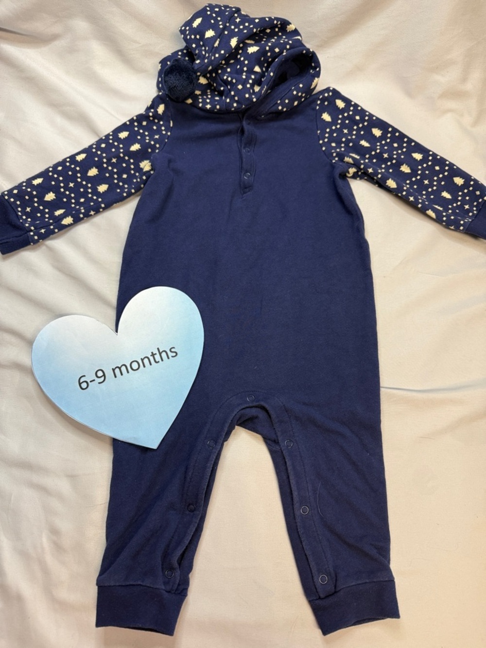 Cat & Jack Navy Blue Star Hooded Romper